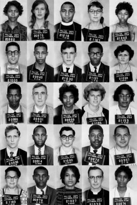 A few of the hundreds of Freedom Riders who were arrested in Jackson, Mississippi in 1961