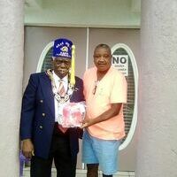 Members of Medina Temple no.360  of The Dramatic Order Knights of Omar visited and presented the Honorable Imperial Potentate Johnnie Johnson a gift from The Temple.
Pictured (left to right) The Honorable Imperial Potentate Johnnie Johnson of the Dramatic Order Knights of Omar and Imperial Director and Organizer and Chancellor Commander of Lake City Lodge No.245 Sir/Votary Fernader Barr.