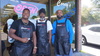 Dexter Legette, Jermaine Thompson, and Corey James, proprietor of Corey’s Barbershop of Florence, SC
