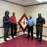 Past Polemarch Kevin N. Brown of the Hartsville Alumni Chapter of Kappa Alpha Psi Fraternity, Inc., shown extreme left with members and Officers of the Mobile Alumni Chapter of Kappa Alpha Psi Fraternity, Inc., in Mobile, Alabama on August 8, 2022.
"The Mobile Alumni Chapter of Kappa Alpha Psi Fraternity, Inc., extended great Kappa hospitality," said Past Polemarch Kevin N. Brown.